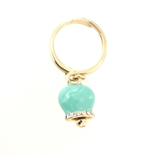 BYSIMON - Anello con campanella verde acqua pendente