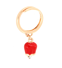 Carica l&#39;immagine nel visualizzatore di Gallery, BYSIMON - Anello in Metallo con campanella portafortuna pendente, impreziosita da smalto rosso e punto luce
