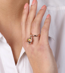 BYSIMON - Anello in Metallo con campana Capri, impreziosita da cristalli multicolore
