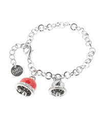 Carica l&#39;immagine nel visualizzatore di Gallery, BYSIMON - Bracciale in Metallo con campanella portafortuna smaltata rossa e con cristalli bianchi
