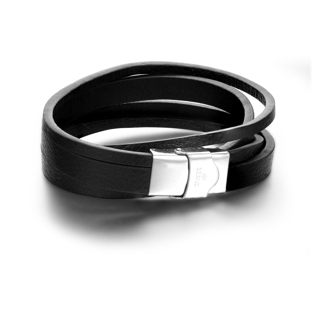 #BrandGioielli - Bracciale Uomo Doppio Giro Pelle Nero