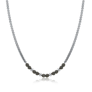 #BrandGioielli - Collana uomo Pietra Lavica, Ematite e Catena Rolò