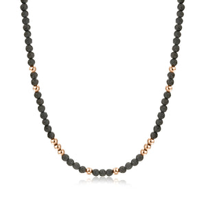 #BrandGioielli - Collana uomo Pietra Lavica e Ematite Rosè