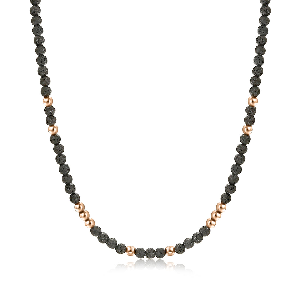 #BrandGioielli - Collana uomo Pietra Lavica e Ematite Rosè