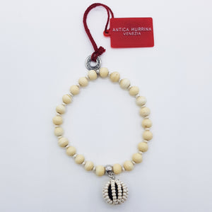 BRACCIALE CORALLINA AD ELASTICO COLORE AVORIO E NERO CON PENDENTE - Necklace, Collier