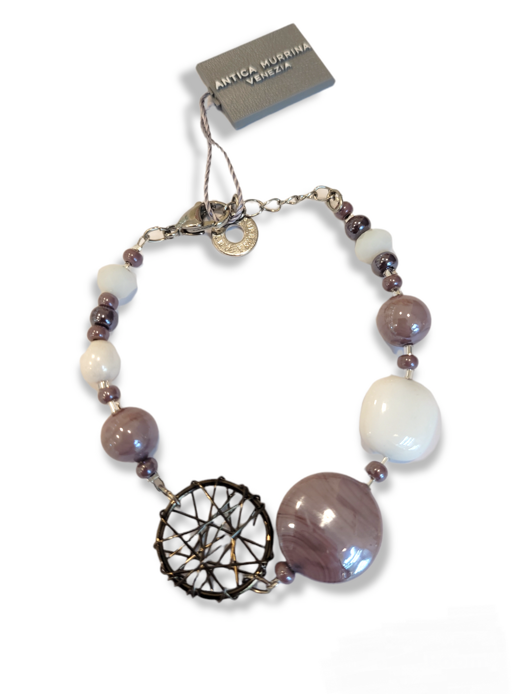 BRACCIALE NATURAL CIRCLE SUMMER LILLA E BIANCO - Bracelet lilac & White