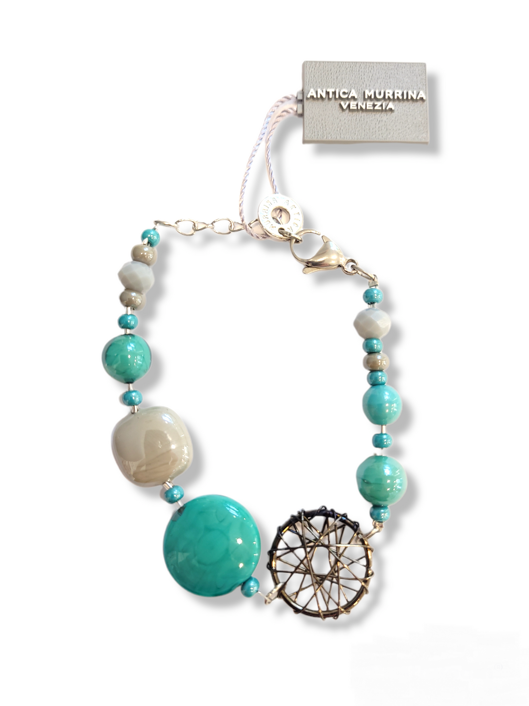 BRACCIALE NATURAL CIRCLE SUMMER VERDE E GRIGIO - Bracelet Green & Grey