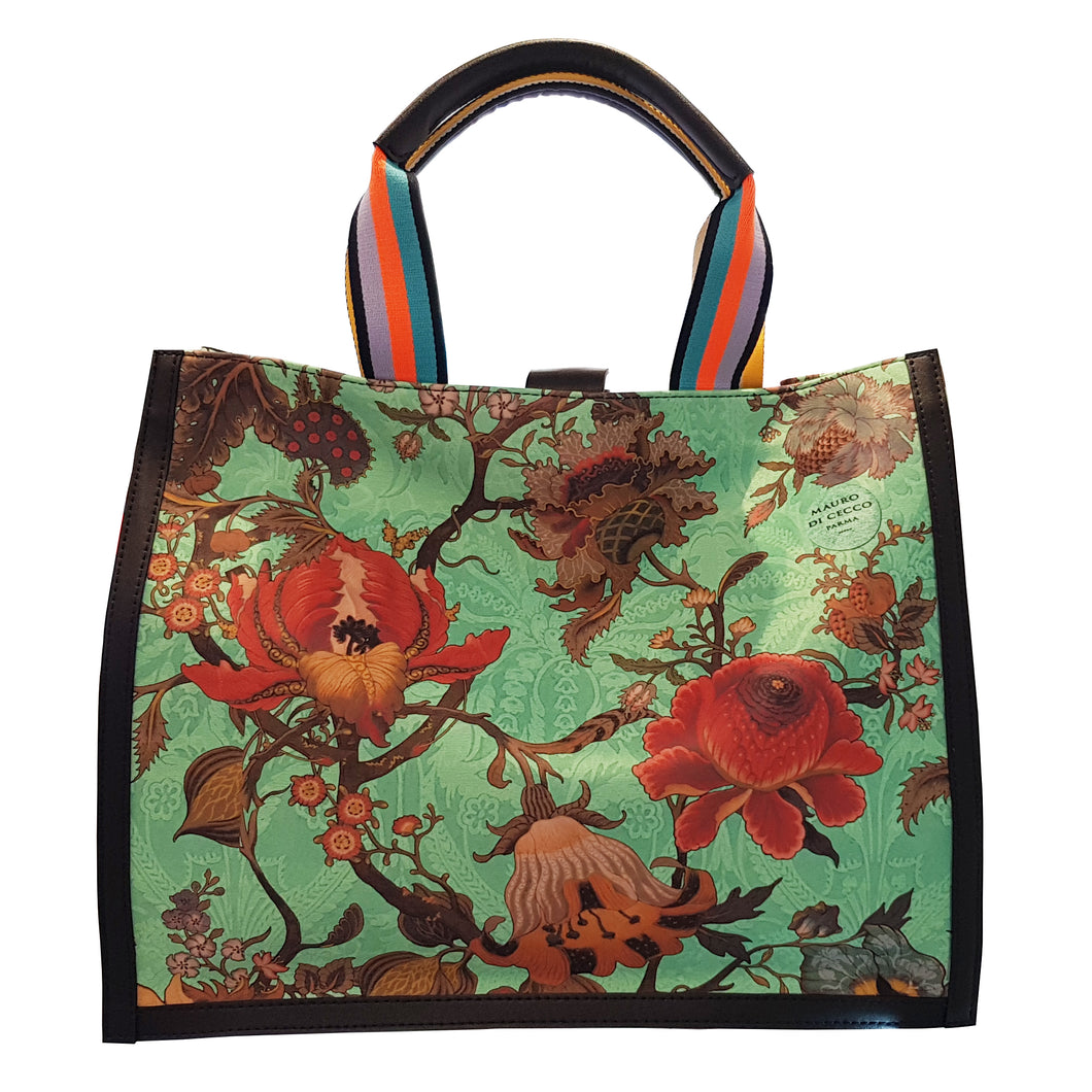 BORSA A MANO E SOTTOBRACCIO IN TESSUTO CON INSERTI IN PELLE 