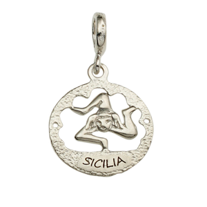 CHARM IN ARGENTO 925 TRINACRIA SICILIA A MEDAGLIA