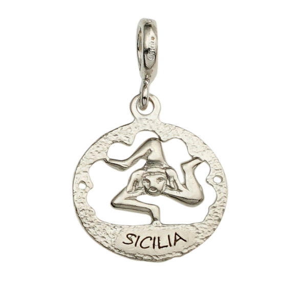 CHARM IN ARGENTO 925 TRINACRIA SICILIA A MEDAGLIA