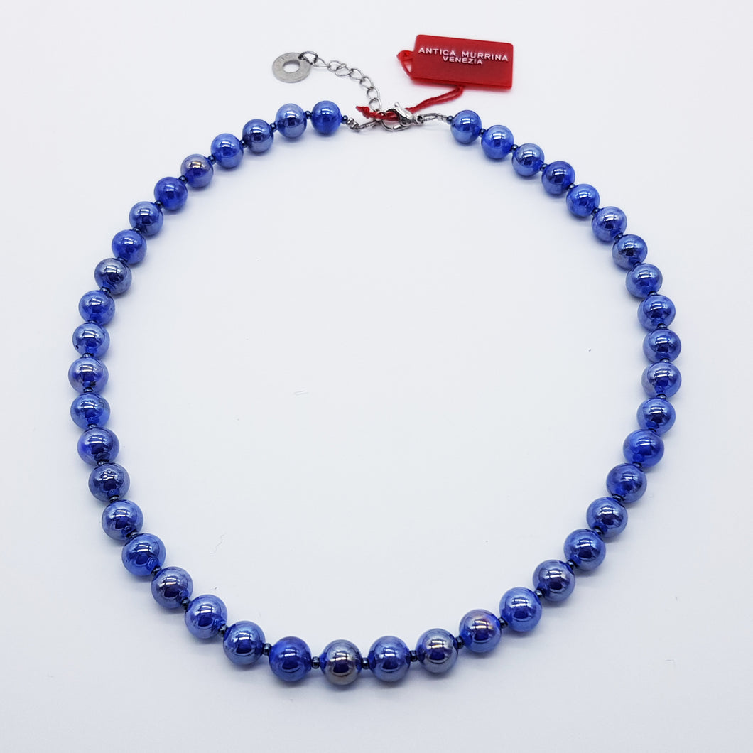 COLLANA PERLEADI GIROCOLLO COLORE BLU - Necklace, Collier