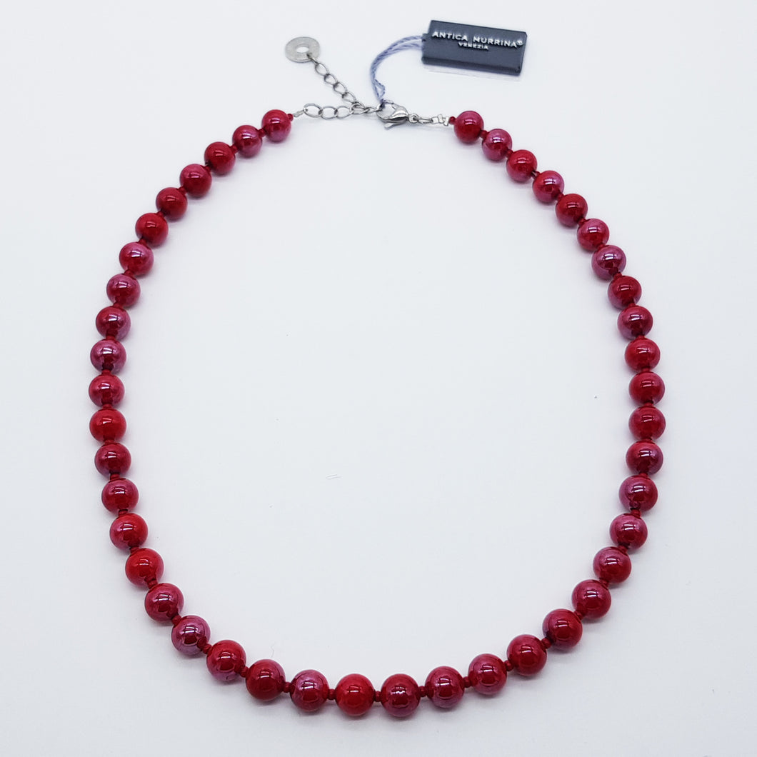 COLLANA PERLEADI GIROCOLLO COLORE ROSSO - Necklace, Collier