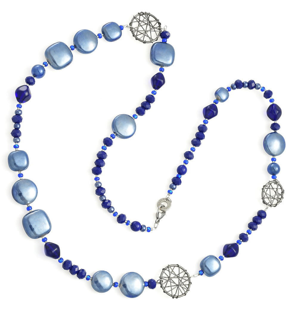 COLLANA NATURAL CIRCLE L LUNGA BLU