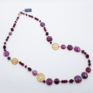 COLLANA NATURAL CIRCLE L LUNGA ROSSA - Necklace, Collier