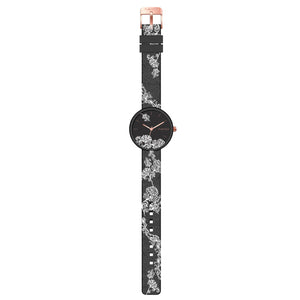 Orologio floreale cinturino gommato colore nero - NIKO Watch