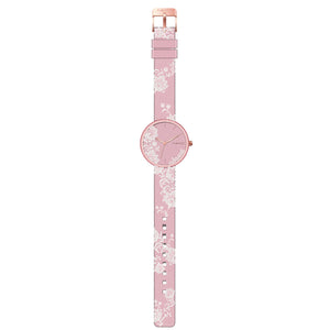 Orologio floreale cinturino gommato colore rosa - NIKO Watch
