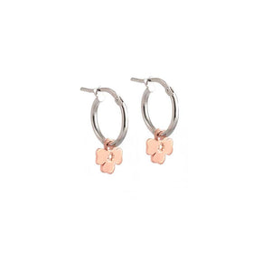 Orecchini Mini Creole, Quadrifogli Sparkling, Two-Tone
