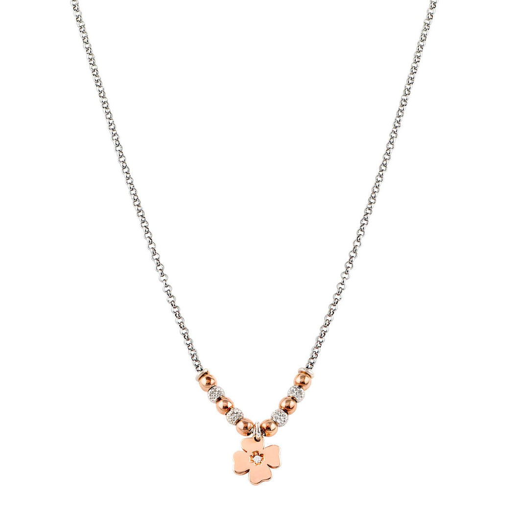 Collana Glamour, Boule, Quadrifoglio Sparkling, Two-Tone
