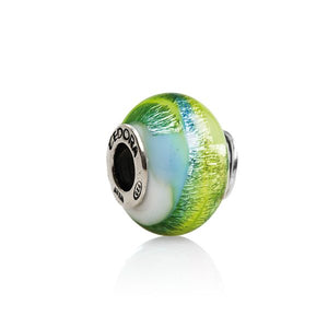 CHARM IN ARGENTO E VETRO DI MURANO COLORE VERDE