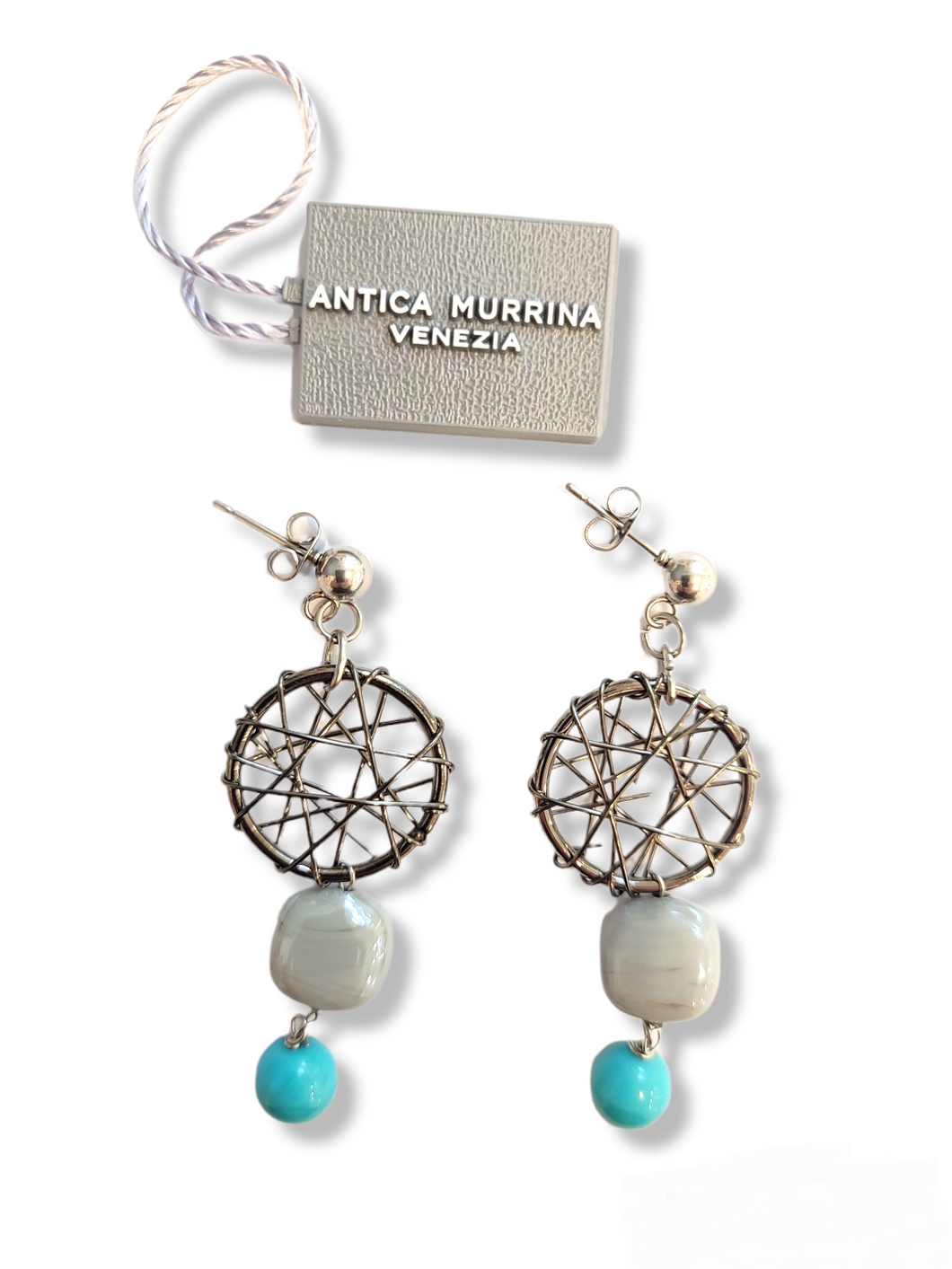 ORECCHINI NATURAL CIRCLE SUMMER VERDE E GRIGIO - Earrings Green & Grey
