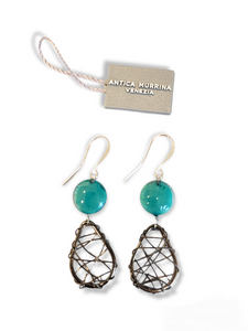 ORECCHINI NATURAL CIRCLE SUMMER VERDE E GRIGIO - Earrings Green & Grey