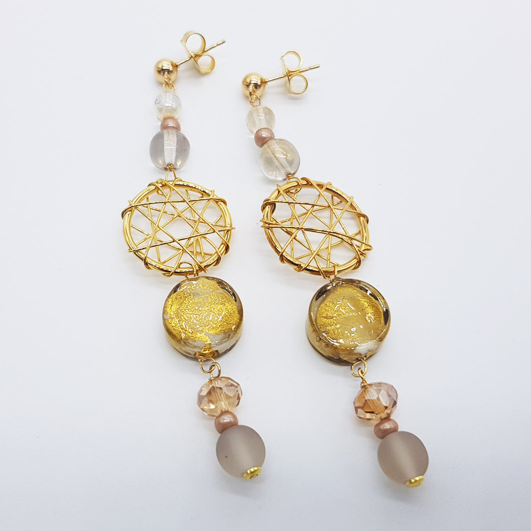 ORECCHINI HONEY LUNGO COLORE AMBRATO - earrings - des boucles d'oreilles