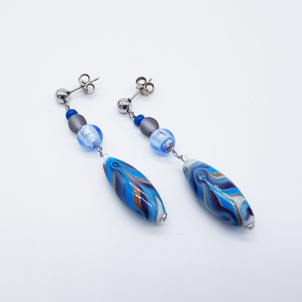 ORECCHINI ROSE AZZURRO TURCHESE - earrings turquoise blue