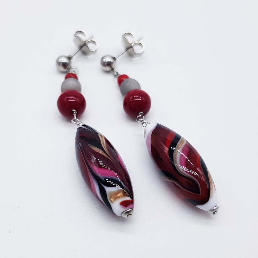 ORECCHINI ROSE ROSSO - earrings red