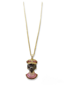 Collana con pendente a forma di Testa di Moro uomo - Necklace with dark brown pendant typical representation of the Sicilian tradition.