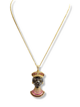 Carica l&#39;immagine nel visualizzatore di Gallery, Collana con pendente a forma di Testa di Moro uomo - Necklace with dark brown pendant typical representation of the Sicilian tradition.
