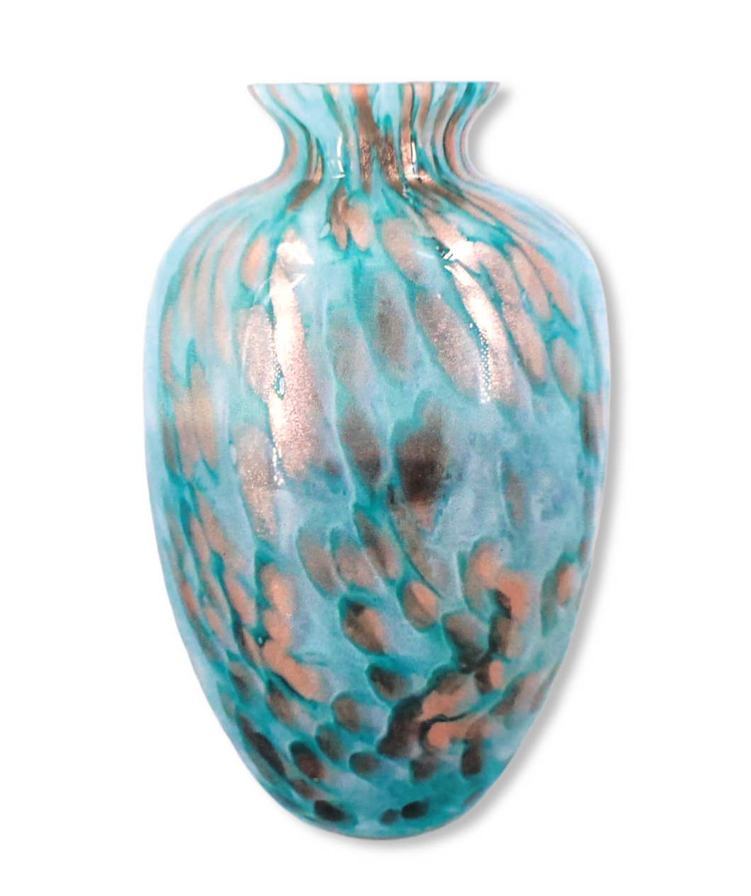 Vaso Reinessance Verde Cromo - handmade murano glass vase