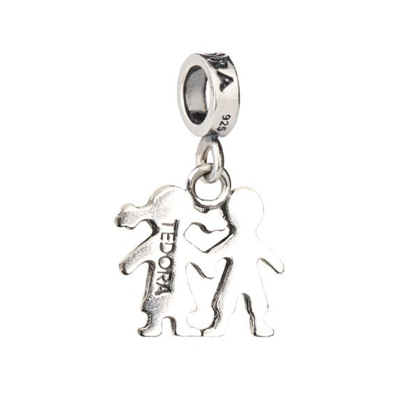CHARM IN ARGENTO 925 FRATELLO E SORELLA I LOVE FAMILY