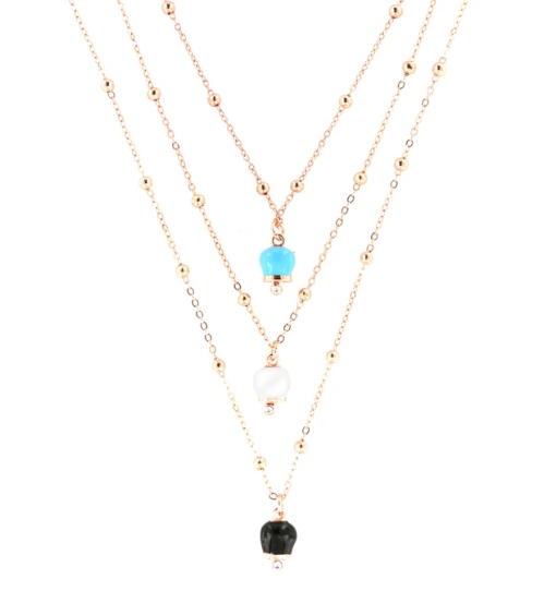 BYSIMON - Collana con campanelle pendenti bianco, azzurro e nero