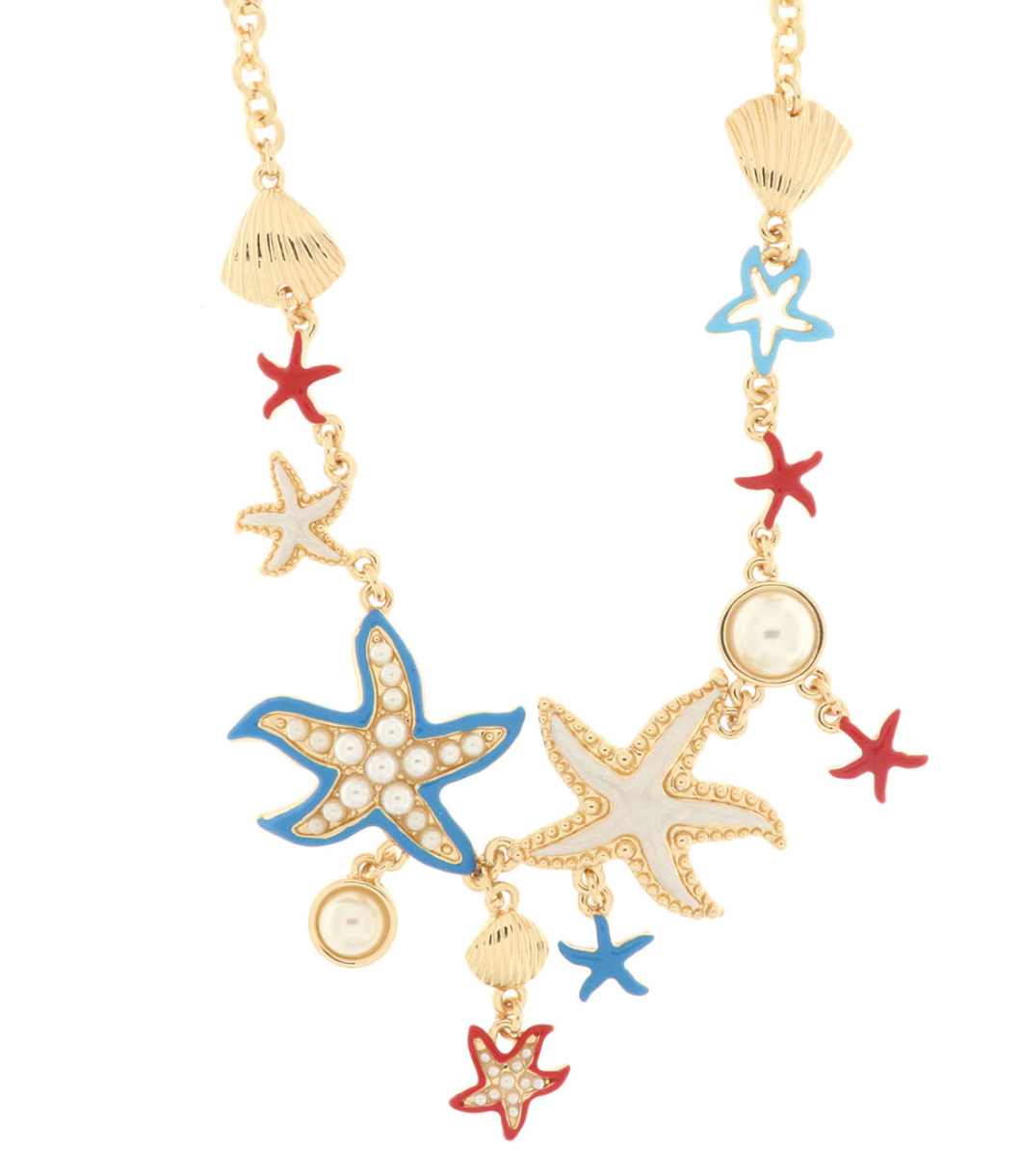 BYSIMON - Collana con stelle marine, conchiglie, coralli - collezione Santorini