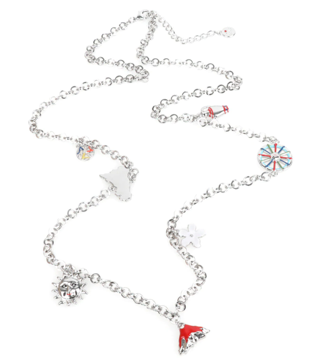 BYSIMON - Collana con charms siciliani, vulcano Etna, ruota carretto e fiori