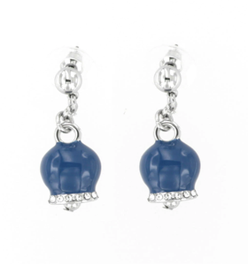 BYSIMON - Orecchini con campanella portafortuna pendente, impreziosita da smalto blu e cristalli