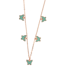 Carica l&#39;immagine nel visualizzatore di Gallery, BYSIMON - Collana in Argento 925 con farfalline con smalto color tiffany

