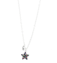 Carica l&#39;immagine nel visualizzatore di Gallery, BYSIMON - Collana in Argento 925 con stella pendente impreziosita da zirconi multicolor su base brunita
