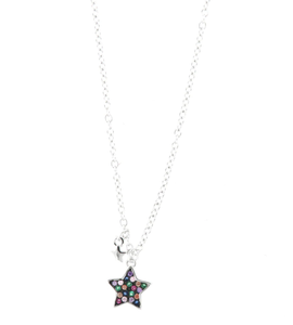 BYSIMON - Collana in Argento 925 con stella pendente impreziosita da zirconi multicolor su base brunita