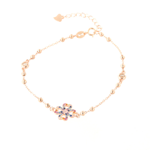 Carica l&#39;immagine nel visualizzatore di Gallery, BYSIMON - Bracciale in Argento 925 con quadrifoglio di zirconi multicolore e sferette lisce ai lati
