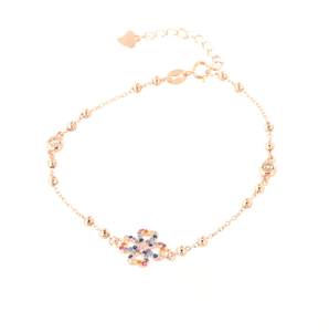 BYSIMON - Bracciale in Argento 925 con quadrifoglio di zirconi multicolore e sferette lisce ai lati