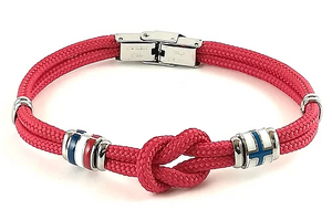 H2ON - Bracciale filo nautico rosso con bandiere
