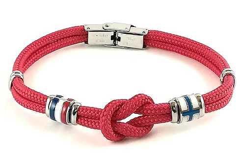 H2ON - Bracciale filo nautico rosso con bandiere