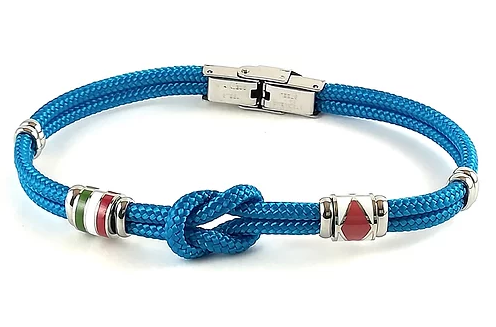 H2ON - Bracciale filo nautico con bandiere azzurro