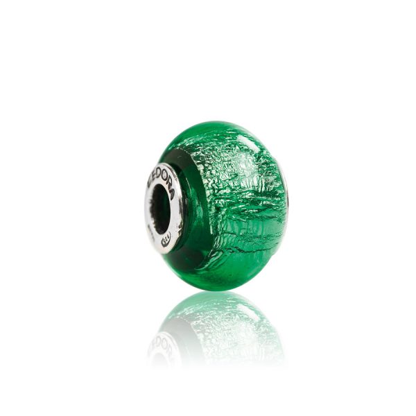 CHARM IN ARGENTO E VETRO DI MURANO COLORE VERDE