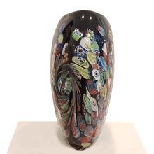 Carica l&#39;immagine nel visualizzatore di Gallery, Vaso in vetro colorato nero con avventurina e murrina
