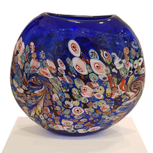Carica l&#39;immagine nel visualizzatore di Gallery, Vaso in vetro colorato blu con avventurina e murrina
