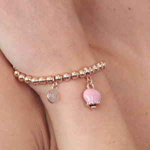 BYSIMON - Bracciale con campanella rosa pendente