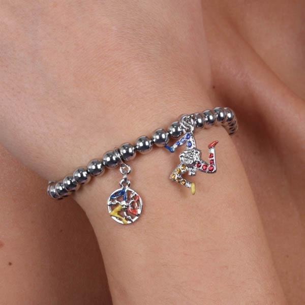 BYSIMON - Bracciale con ciondolo trinacria con cristalli