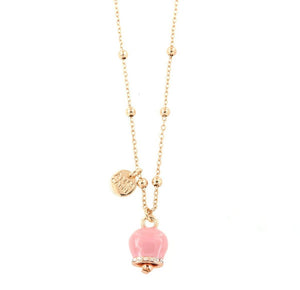 BYSIMON - Collana lunga con campanella pendente rosa